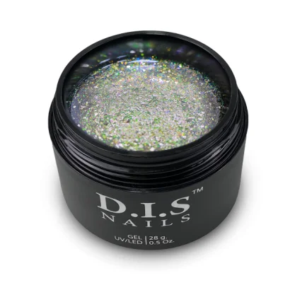 Гель моделюючий з блискітками D.I.S.Nails Hard Cover STAR GREEN Зелені блискітки, 28 г