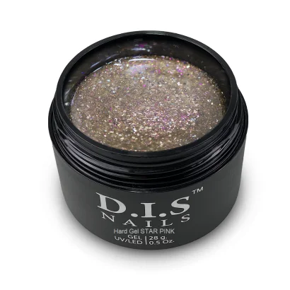 Гель моделюючий з блискітками D.I.S.Nails Hard Cover STAR PINK Рожеві блискітки, 28 г