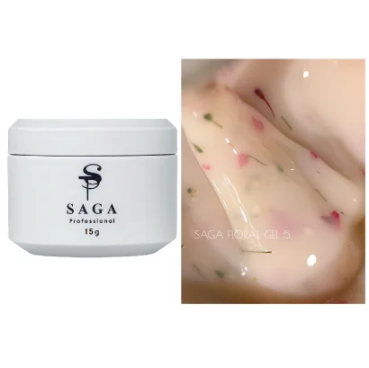 Гель рідкий для зміцнення нігтів SAGA Professional Liquid FLORAL Gel №05 Масляний з сухоцвітами, 15 мл  