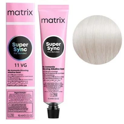 11VG Тонер для волосся на лужній основі без аміаку SUPER SYNC  Pre-Bonded MATRIX, 90 мл (ультрасвітлий блондин фіолетово-золотистий) 