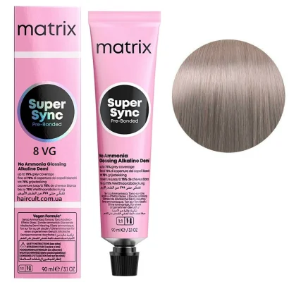 8VG Тонер для волосся на лужній основі без аміаку SUPER SYNC  Pre-Bonded MATRIX, 90 мл (світлий блондин фіолетово-золотистий)
