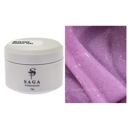 Гель для нарощування нігтів SAGA Professional Builder Gel Night №08 світловідбивний, 15 мл   