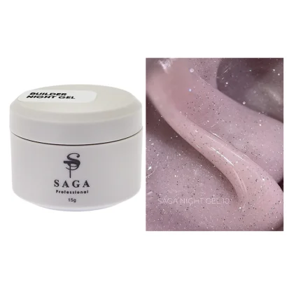 Гель для нарощування нігтів SAGA Professional Builder Gel Night №10 світловідбивний, 15 мл   