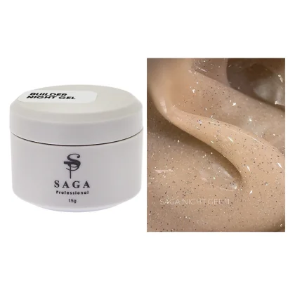 Гель для нарощування нігтів SAGA Professional Builder Gel Night №11 світловідбивний, 15 мл   