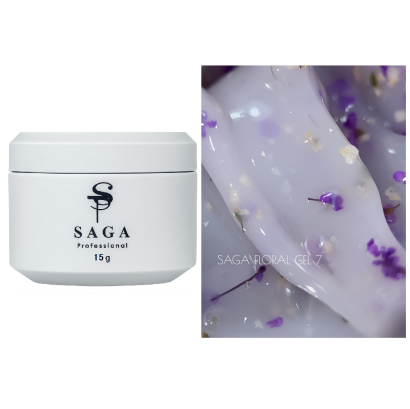 Гель рідкий для зміцнення нігтів SAGA Professional Liquid FLORAL Gel №07 Холодний молочний з сухоцвітами, 15 мл  