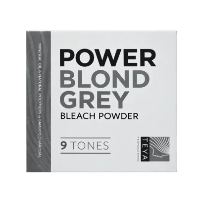 Пудра для знебарвлення волосся сіра (9 levels), 500 мл POWER BLOND GREY Bleach Powder TEYA Professional