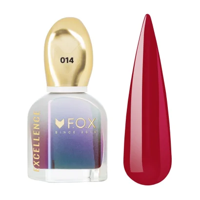 Лак для нігтів F.O.X Nail Polish №014 Насичений червоний з малиновим підтоном, 12 мл