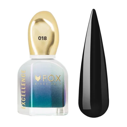 Лак для нігтів F.O.X Nail Polish №018 Чорний, 12 мл