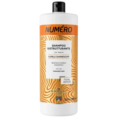 Шампунь для відновлення волосся з екстрактом вівса, 1000 мл RESTRUCTURING SHAMPOO Avena Numero BRELIL Professional