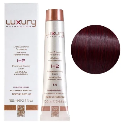 5/6 Світло-коричневий червоний Крем-фарба для волосся з білим чаєм та екстрактом орхідеї, 100 мл LUXURY Haircolor GREEN LIGHT
