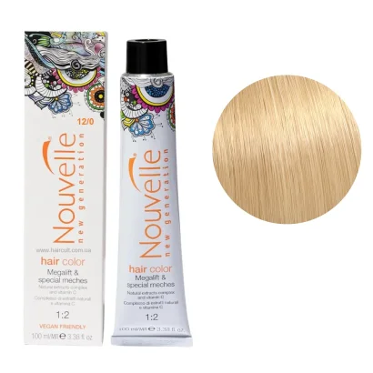 12/0 Крем-фарба для волосся перманентна, 100 мл Hair Color Nouvelle (полярний блондин)