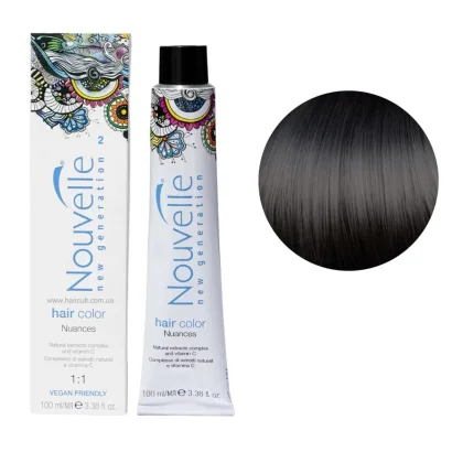 2 Крем-фарба для волосся перманентна, 100 мл Hair Color Nouvelle (дуже темно-коричневий натуральний)