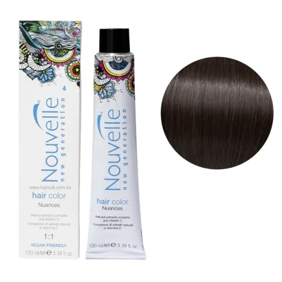 4 Крем-фарба для волосся перманентна, 100 мл Hair Color Nouvelle (коричневий натуральний)