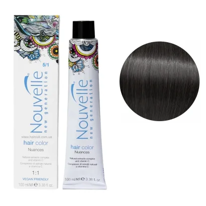 5/1 Крем-фарба для волосся перманентна, 100 мл Hair Color Nouvelle (світло-коричневий попелястий)