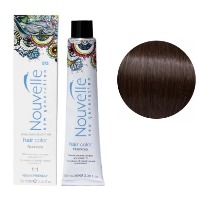 5/3 Крем-фарба для волосся перманентна, 100 мл Hair Color Nouvelle (світло-коричневий золотистий)