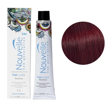 5/62 Крем-фарба для волосся перманентна, 100 мл Hair Color Nouvelle (світло-коричневий червоно-фіолетовий)