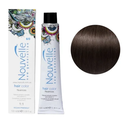 6/0 Крем-фарба для волосся перманентна, 100 мл Hair Color Nouvelle (темний блондин теплий натуральний)