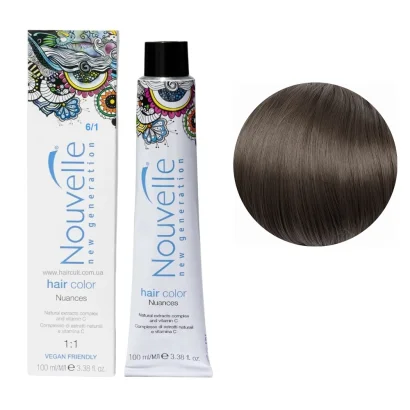 6/1 Крем-фарба для волосся перманентна, 100 мл Hair Color Nouvelle (темний блондин попелястий)
