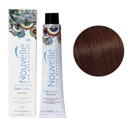 6/3 Крем-фарба для волосся перманентна, 100 мл Hair Color Nouvelle (темний блондин золотистий)