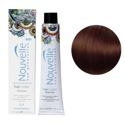 6/53 Крем-фарба для волосся перманентна, 100 мл Hair Color Nouvelle (темний блондин махагоново-золотистий)