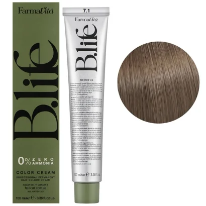 7/1 Стійка крем-фарба для волосся без аміаку, 100 мл B.life 0% Zero Ammonia COLOR CREAM FarmaVita (блондин попелястий)