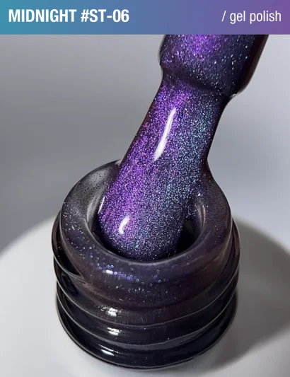 Гель-лак котяче око з перламутровим пігментом ADORE Gel Polish Satin Cat&rsquo;s Eye "ST" №06 midnight, 12 мл 