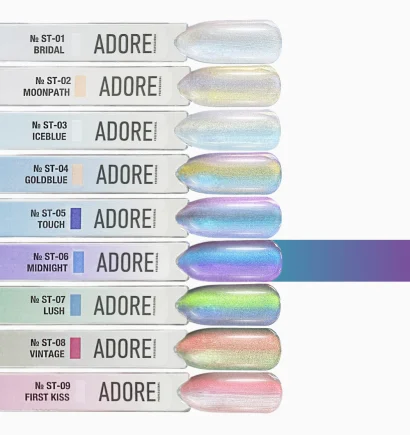 Гель-лак котяче око з перламутровим пігментом ADORE Gel Polish Satin Cat&rsquo;s Eye "ST" №06 midnight, 12 мл 