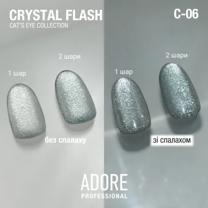 ADORE Cat`s Eye  Cristal Flash Gel Polish Гель-лак котяче око з ефектом діамантового мерехтіння 8мл № С-06