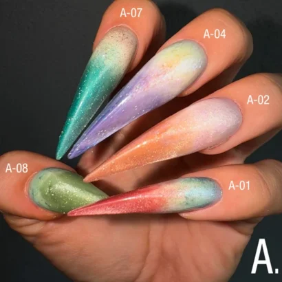 Гель-лак скляне "котяче око"- хамелеон A-08 колір: Трав`яний Aura Cat`s Eye Gel Polish ADORE