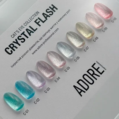 ADORE Cat`s Eye  Cristal Flash Gel Polish Гель-лак котяче око з ефектом діамантового мерехтіння 8мл № С-01