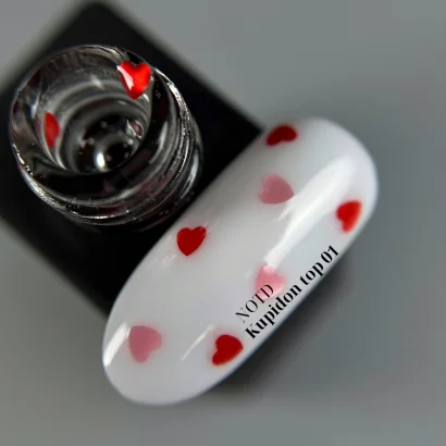 Топ з сердечками без липкого шару, 10 мл №01 Kupidon Top NAILSOFTHEDAY
