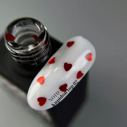 Топ з сердечками без липкого шару, 10 мл №02 Kupidon Top NAILSOFTHEDAY