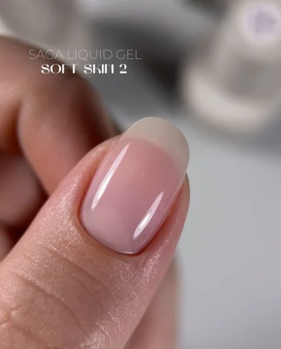 Гель рідкий для зміцнення нігтів SAGA Professional Liquid SOFT SKIN Gel №02 Напівпрозорий рожевий, 15 мл  