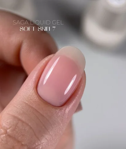 Гель рідкий для зміцнення нігтів SAGA Professional Liquid SOFT SKIN Gel №07 Напівпрозорий нюд, 15 мл  
