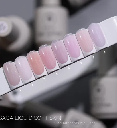 Гель рідкий для зміцнення нігтів SAGA Professional Liquid SOFT SKIN Gel №02 Напівпрозорий рожевий, 15 мл  