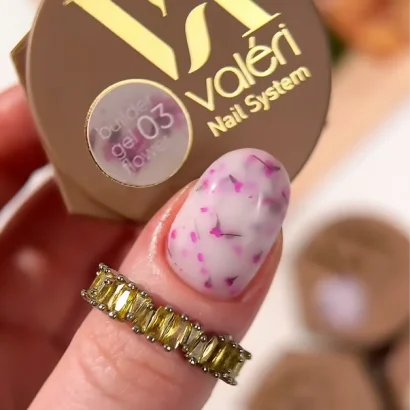 Гель для нарощування VALERI Builder Gel Flower №03 Молочний із рожевими сухоцвітами, 15 мл