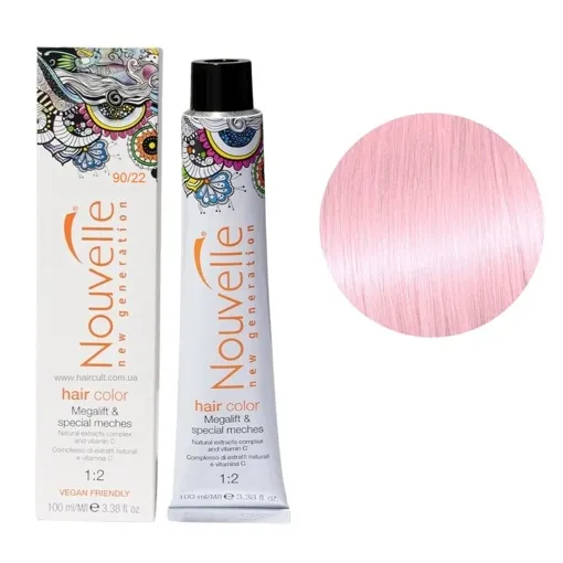 90/22 рожевий перламутр Фарба для волосся перманентна, 100мл Permanent Hair Color Nouvelle