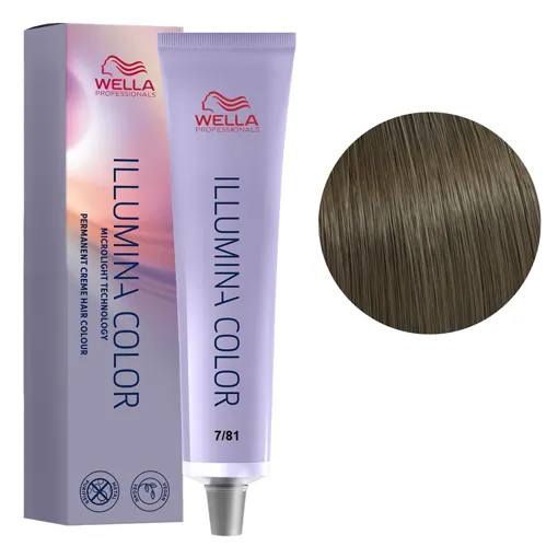 7/81 середній блондин перлисто-попелястий Стійка крем-фарба для волосся, 60 мл ILLUMINA COLOR Wella Professionals