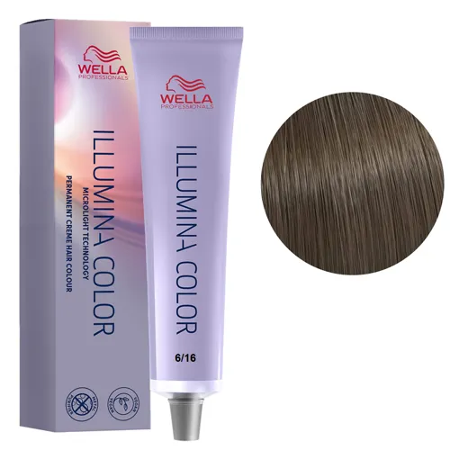 6/16 темний блондин попелясто-фіолетовий Стійка крем-фарба для волосся, 60 мл ILLUMINA COLOR Wella Professionals