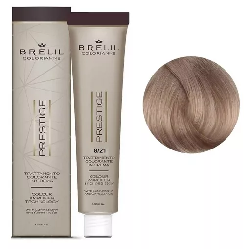 8/21 Крем-фарба для волосся перманентна з низьким вмістом аміаку, 100мл  Colorianne Prestige BRELIL Professional