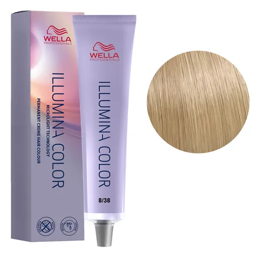 8/38 світлий блондин золотисто-перламутровий Стійка крем-фарба для волосся, 60 мл ILLUMINA COLOR Wella Professionals
