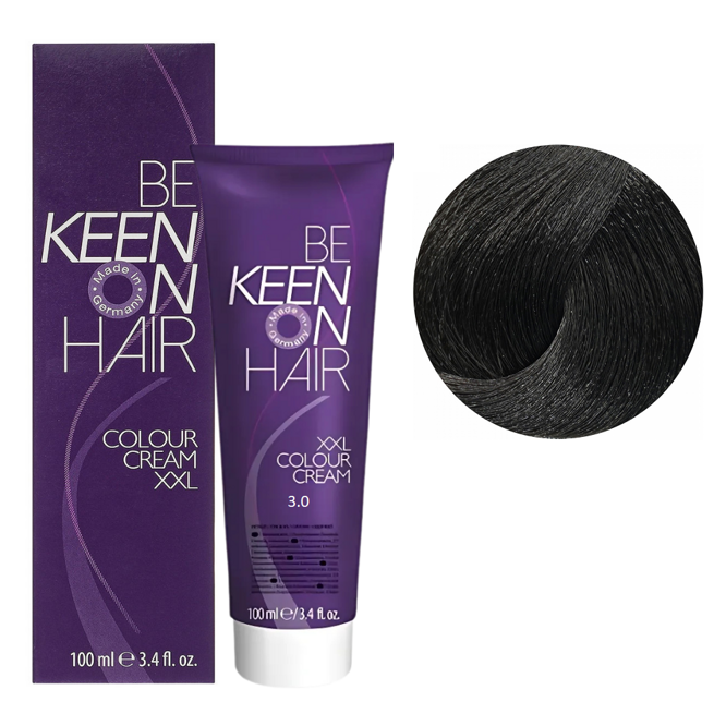 3/0 темно-коричневий натуральний Стійка крем-фарба для волосся, 100 мл Colour Cream XXL KEEN