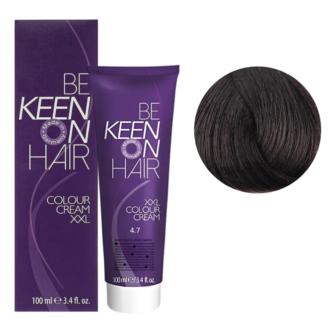 4/7 коричневий каштановий Стійка крем-фарба для волосся, 100 мл Colour Cream XXL KEEN