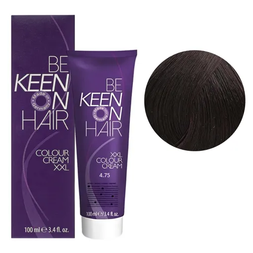 4/75 коричневий каштаново-червоний Стійка крем-фарба для волосся, 100 мл Colour Cream XXL KEEN