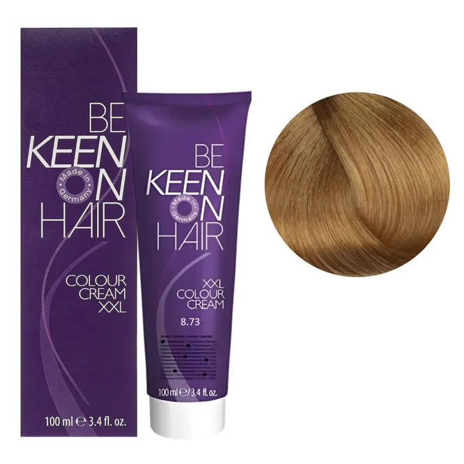 8/73 світлий блондин каштаново-золотистий Стійка крем-фарба для волосся, 100 мл Colour Cream XXL KEEN