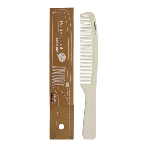 Гребінець карбоновий "Executor" з ручкою антистатичний (білий) CB002 PROLine