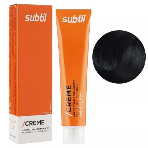 1 чорний Стійка фарба 60 мл CREME Permanent Hair Color Subtil  