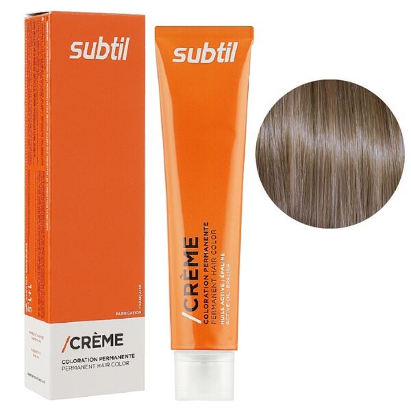 8/17 світлий блондин попелястий каштановий Стійка фарба 60 мл CREME Permanent Hair Color Subtil  