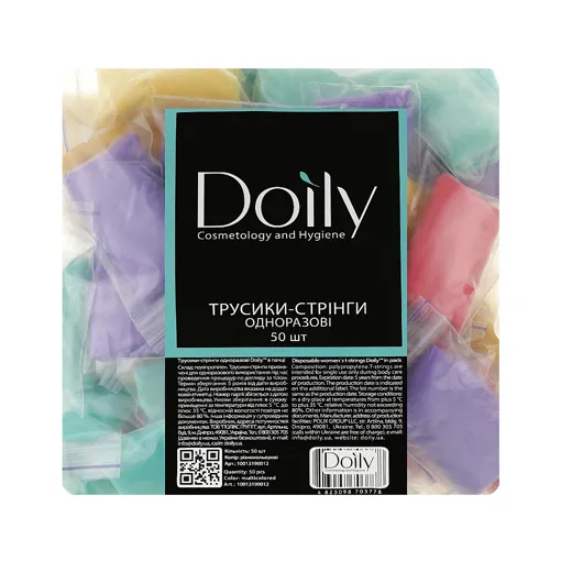 Трусики-стрінги одноразові жіночі зі спанбонду (1 шт), колір: В АССОРТИМЕНТІ Doily