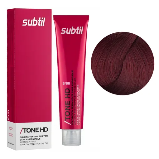 6/66 червоний насичений Безаміачна крем-фарба для тонування волосся на лужній основі, 60 мл TONE HD SUBTIL